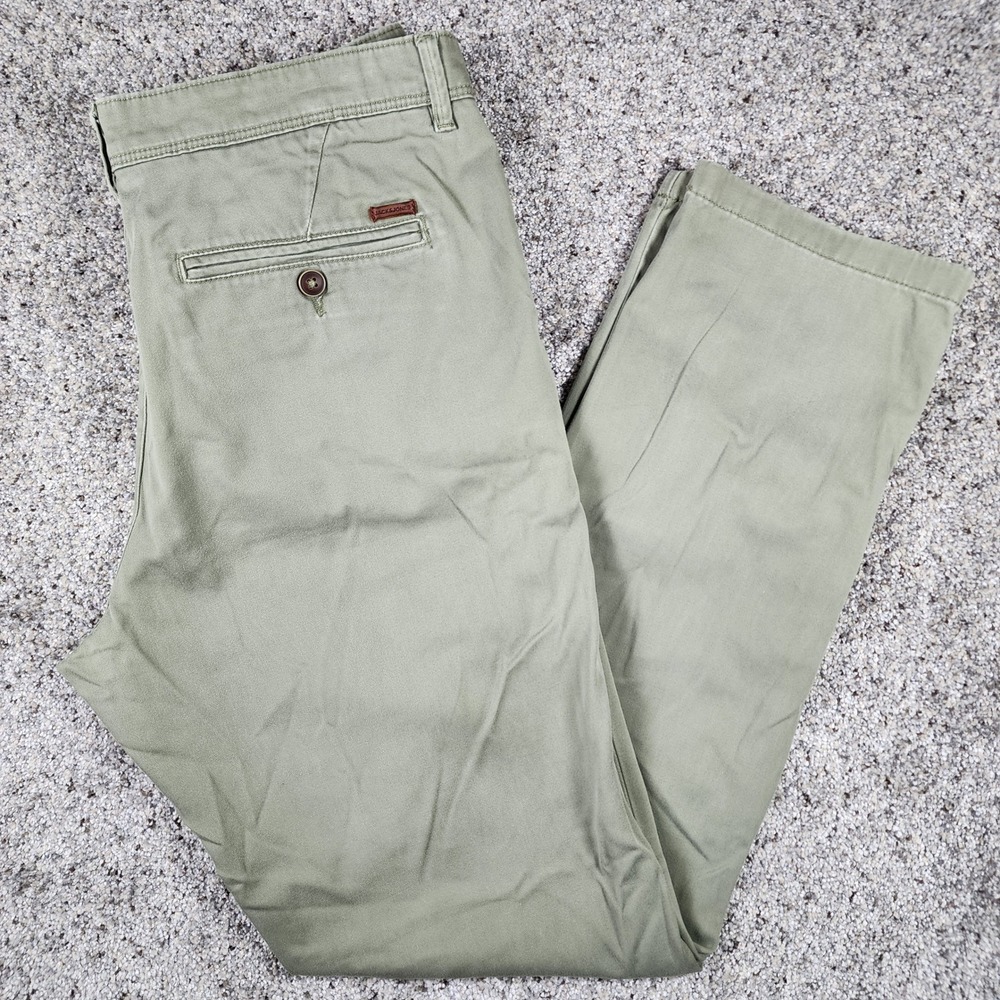Jack & Jones Chino Pants Mens 33x32 Olive Green Stretch Cotton Excellent
